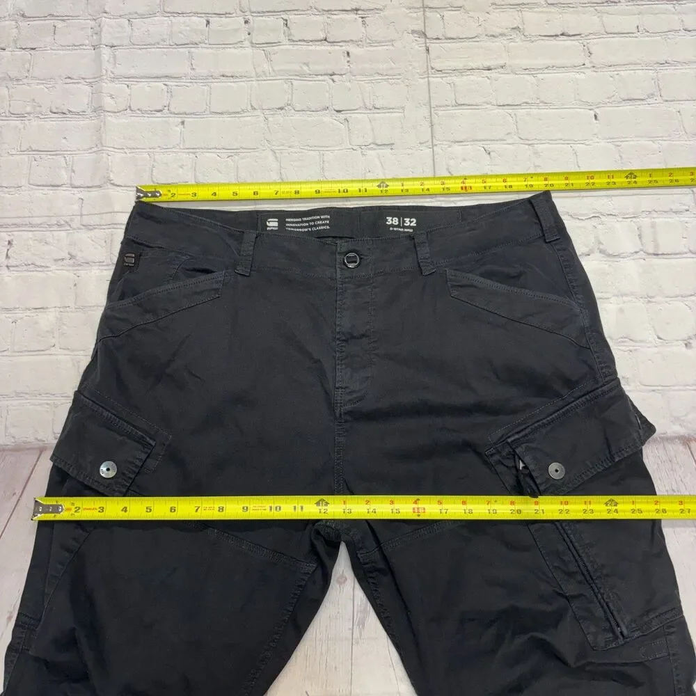 G-Star Raw Men Roxic Straight Tapered Cargo Pants Size 38x32 Black C132 -15